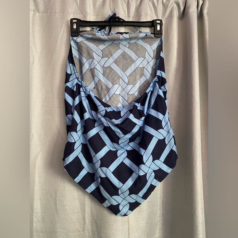 Festival Tommy Hilfiger Asymmetrical halter top in Dark and Light Blue with tie - Picture 3 of 4